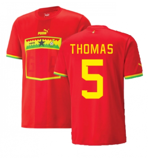 Strój piłkarski Ghana Thomas Partey #5 Koszulka Wyjazdowej MŚ 2022 Krótki Rękaw