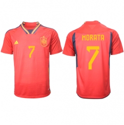 Strój piłkarski Hiszpania Alvaro Morata #7 Koszulka Podstawowej MŚ 2022 Krótki Rękaw