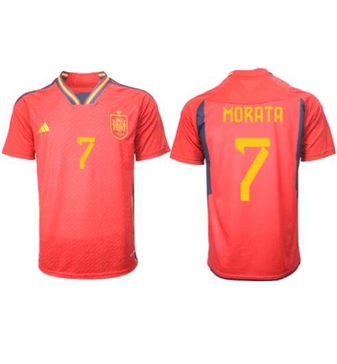 Strój piłkarski Hiszpania Alvaro Morata #7 Koszulka Podstawowej MŚ 2022 Krótki Rękaw