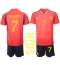 Strój piłkarski Hiszpania Alvaro Morata #7 Koszulka Podstawowej dziecięce MŚ 2022 Krótki Rękaw (+ Krótkie spodenki)