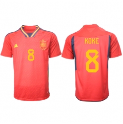 Strój piłkarski Hiszpania Koke #8 Koszulka Podstawowej MŚ 2022 Krótki Rękaw