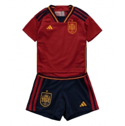 Strój piłkarski Hiszpania Koszulka Podstawowej dziecięce MŚ 2022 Krótki Rękaw (+ Krótkie spodenki)