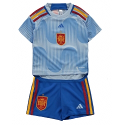 Strój piłkarski Hiszpania Koszulka Wyjazdowej dziecięce MŚ 2022 Krótki Rękaw (+ Krótkie spodenki)