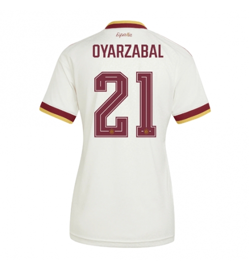 Strój piłkarski Hiszpania Mikel Oyarzabal #21 Koszulka Wyjazdowej damskie MŚ 2026 Krótki Rękaw Strój piłkarski Hiszpania Mikel Oyarzabal #21 Koszulka Wyjazdowej damskie MŚ 2026 Krótki Rękaw