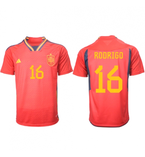 Strój piłkarski Hiszpania Rodri Hernandez #16 Koszulka Podstawowej MŚ 2022 Krótki Rękaw