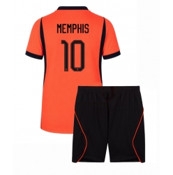 Strój piłkarski Holandia Memphis Depay #10 Koszulka Podstawowej dziecięce MŚ 2026 Krótki Rękaw (+ Krótkie spodenki)