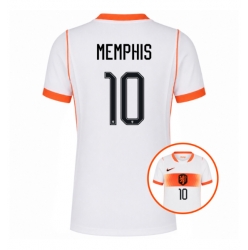 Strój piłkarski Holandia Memphis Depay #10 Koszulka Wyjazdowej damskie MŚ 2026 Krótki Rękaw