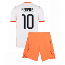 Strój piłkarski Holandia Memphis Depay #10 Koszulka Wyjazdowej dziecięce MŚ 2026 Krótki Rękaw (+ Krótkie spodenki)