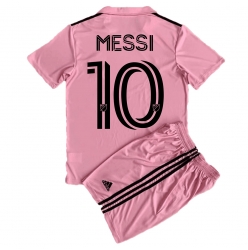 Strój piłkarski Inter Miami Lionel Messi #10 Koszulka Podstawowej dziecięce 2023-24 Krótki Rękaw (+ Krótkie spodenki)