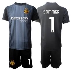 Strój piłkarski Inter Milan Yann Sommer #1 Bramkarskie Koszulka Podstawowej dziecięce 2025-26 Krótki Rękaw (+ Krótkie spodenki)