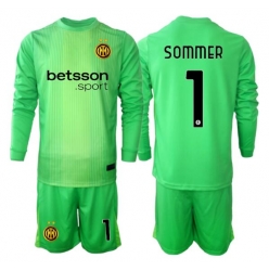 Strój piłkarski Inter Milan Yann Sommer #1 Bramkarskie Koszulka Trzeciej dziecięce 2025-26 Długi Rękaw (+ Krótkie spodenki)