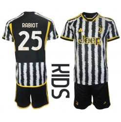 Strój piłkarski Juventus Adrien Rabiot #25 Koszulka Podstawowej dziecięce 2023-24 Krótki Rękaw (+ Krótkie spodenki)