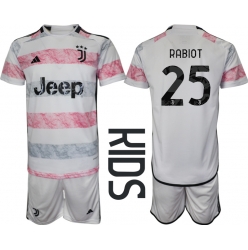 Strój piłkarski Juventus Adrien Rabiot #25 Koszulka Wyjazdowej dziecięce 2023-24 Krótki Rękaw (+ Krótkie spodenki)