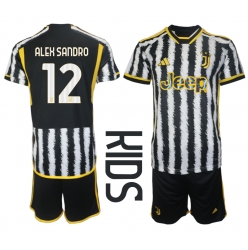 Strój piłkarski Juventus Alex Sandro #12 Koszulka Podstawowej dziecięce 2023-24 Krótki Rękaw (+ Krótkie spodenki)