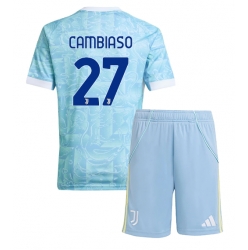 Strój piłkarski Juventus Andrea Cambiaso #27 Koszulka Wyjazdowej dziecięce 2025-26 Krótki Rękaw (+ Krótkie spodenki)