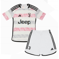 Strój piłkarski Juventus Koszulka Wyjazdowej dziecięce 2023-24 Krótki Rękaw (+ Krótkie spodenki)