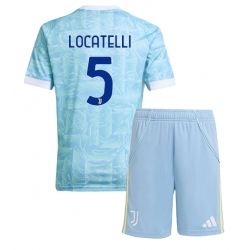 Strój piłkarski Juventus Manuel Locatelli #5 Koszulka Wyjazdowej dziecięce 2025-26 Krótki Rękaw (+ Krótkie spodenki)