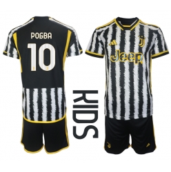 Strój piłkarski Juventus Paul Pogba #10 Koszulka Podstawowej dziecięce 2023-24 Krótki Rękaw (+ Krótkie spodenki)