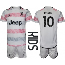 Strój piłkarski Juventus Paul Pogba #10 Koszulka Wyjazdowej dziecięce 2023-24 Krótki Rękaw (+ Krótkie spodenki)