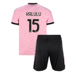 Strój piłkarski Juventus Pierre Kalulu #15 Koszulka Wyjazdowej dziecięce 2026-27 Krótki Rękaw (+ Krótkie spodenki)