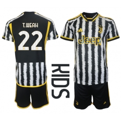 Strój piłkarski Juventus Timothy Weah #22 Koszulka Podstawowej dziecięce 2023-24 Krótki Rękaw (+ Krótkie spodenki)
