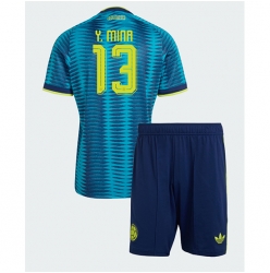 Strój piłkarski Kolumbia Yerry Mina #13 Koszulka Wyjazdowej dziecięce MŚ 2026 Krótki Rękaw (+ Krótkie spodenki)