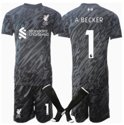 Strój piłkarski Liverpool Alisson Becker #1 Bramkarskie Koszulka Podstawowej dziecięce 2024-25 Krótki Rękaw (+ Krótkie spodenki)