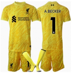 Strój piłkarski Liverpool Alisson Becker #1 Bramkarskie Koszulka Trzeciej dziecięce 2024-25 Krótki Rękaw (+ Krótkie spodenki)
