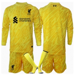 Strój piłkarski Liverpool Bramkarskie Koszulka Trzeciej dziecięce 2024-25 Długi Rękaw (+ Krótkie spodenki)