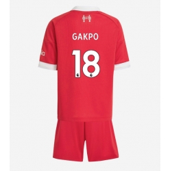 Strój piłkarski Liverpool Cody Gakpo #18 Koszulka Podstawowej dziecięce 2025-26 Krótki Rękaw (+ Krótkie spodenki)