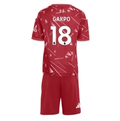 Strój piłkarski Liverpool Cody Gakpo #18 Koszulka Podstawowej dziecięce 2026-27 Krótki Rękaw (+ Krótkie spodenki)