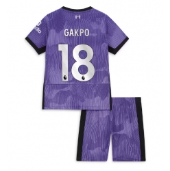 Strój piłkarski Liverpool Cody Gakpo #18 Koszulka Trzeciej dziecięce 2023-24 Krótki Rękaw (+ Krótkie spodenki)