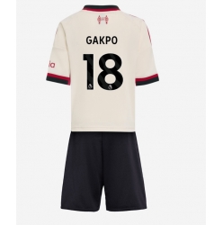 Strój piłkarski Liverpool Cody Gakpo #18 Koszulka Wyjazdowej dziecięce 2025-26 Krótki Rękaw (+ Krótkie spodenki)