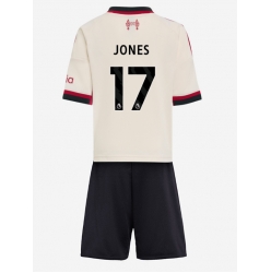 Strój piłkarski Liverpool Curtis Jones #17 Koszulka Wyjazdowej dziecięce 2025-26 Krótki Rękaw (+ Krótkie spodenki)
