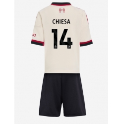 Strój piłkarski Liverpool Federico Chiesa #14 Koszulka Wyjazdowej dziecięce 2025-26 Krótki Rękaw (+ Krótkie spodenki)