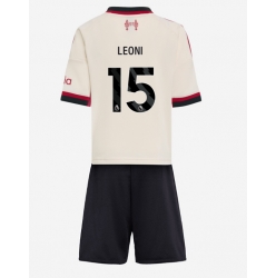 Strój piłkarski Liverpool Giovanni Leoni #15 Koszulka Wyjazdowej dziecięce 2025-26 Krótki Rękaw (+ Krótkie spodenki)
