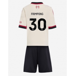 Strój piłkarski Liverpool Jeremie Frimpong #30 Koszulka Wyjazdowej dziecięce 2025-26 Krótki Rękaw (+ Krótkie spodenki)