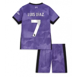 Strój piłkarski Liverpool Luis Diaz #7 Koszulka Trzeciej dziecięce 2023-24 Krótki Rękaw (+ Krótkie spodenki)