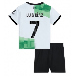 Strój piłkarski Liverpool Luis Diaz #7 Koszulka Wyjazdowej dziecięce 2023-24 Krótki Rękaw (+ Krótkie spodenki)