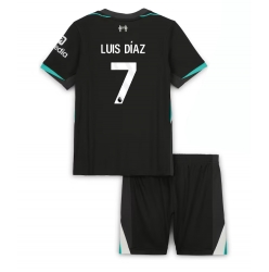Strój piłkarski Liverpool Luis Diaz #7 Koszulka Wyjazdowej dziecięce 2024-25 Krótki Rękaw (+ Krótkie spodenki)