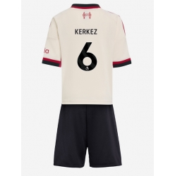 Strój piłkarski Liverpool Milos Kerkez #6 Koszulka Wyjazdowej dziecięce 2025-26 Krótki Rękaw (+ Krótkie spodenki)