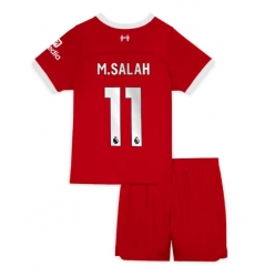 Strój piłkarski Liverpool Mohamed Salah #11 Koszulka Podstawowej dziecięce 2023-24 Krótki Rękaw (+ Krótkie spodenki)