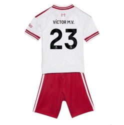 Strój piłkarski Liverpool Victor Munoz #23 Koszulka Wyjazdowej dziecięce 2026-27 Krótki Rękaw (+ Krótkie spodenki)