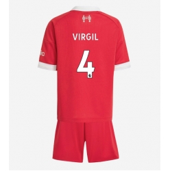 Strój piłkarski Liverpool Virgil van Dijk #4 Koszulka Podstawowej dziecięce 2025-26 Krótki Rękaw (+ Krótkie spodenki)