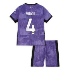 Strój piłkarski Liverpool Virgil van Dijk #4 Koszulka Trzeciej dziecięce 2023-24 Krótki Rękaw (+ Krótkie spodenki)