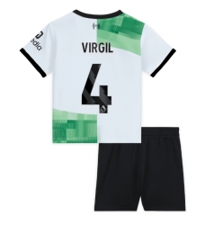 Strój piłkarski Liverpool Virgil van Dijk #4 Koszulka Wyjazdowej dziecięce 2023-24 Krótki Rękaw (+ Krótkie spodenki)
