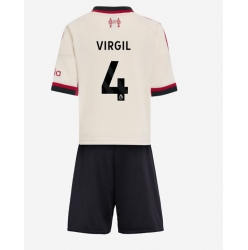 Strój piłkarski Liverpool Virgil van Dijk #4 Koszulka Wyjazdowej dziecięce 2025-26 Krótki Rękaw (+ Krótkie spodenki)