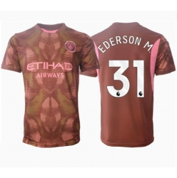 Strój piłkarski Manchester City Ederson Moraes #31 Bramkarskie Koszulka Podstawowej 2024-25 Krótki Rękaw