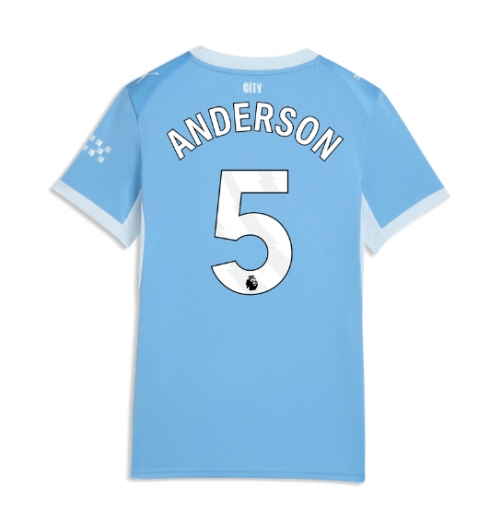 Strój piłkarski Manchester City Elliot Anderson #5 Koszulka Podstawowej damskie 2026-27 Krótki Rękaw Strój piłkarski Manchester City Elliot Anderson #5 Koszulka Podstawowej damskie 2026-27 Krótki Rękaw