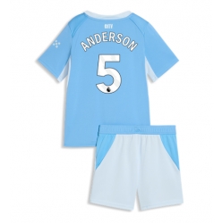 Strój piłkarski Manchester City Elliot Anderson #5 Koszulka Podstawowej dziecięce 2026-27 Krótki Rękaw (+ Krótkie spodenki)